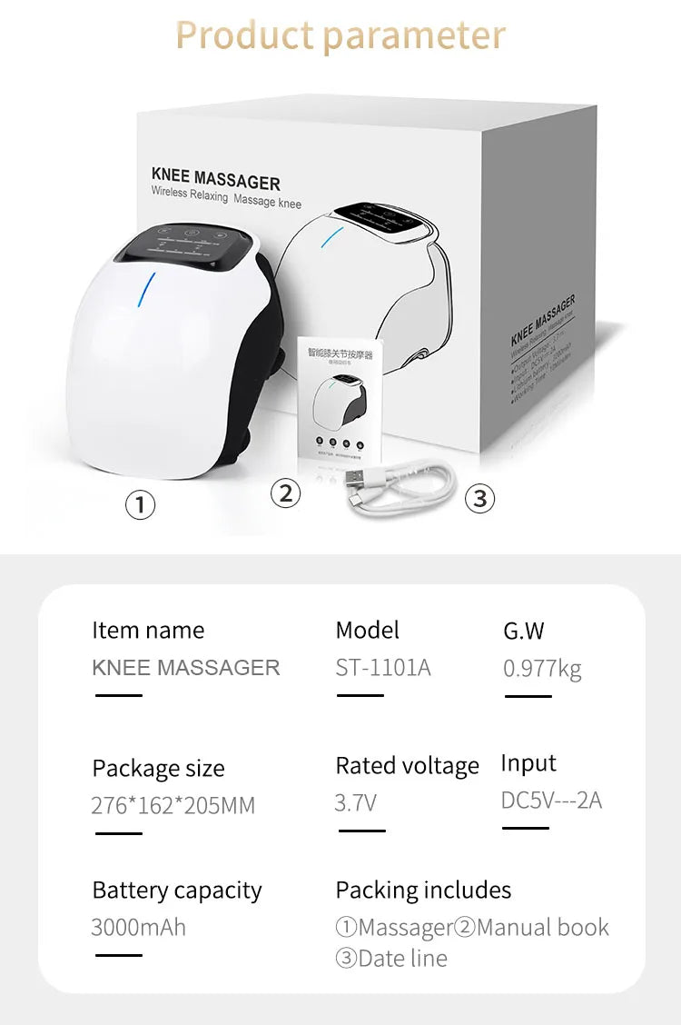 Wireless Pain Relieve Arthritis Knee Joint Treatment Electric Smart Physiotherapy Hot Compress Knee Massager Machine with Heat